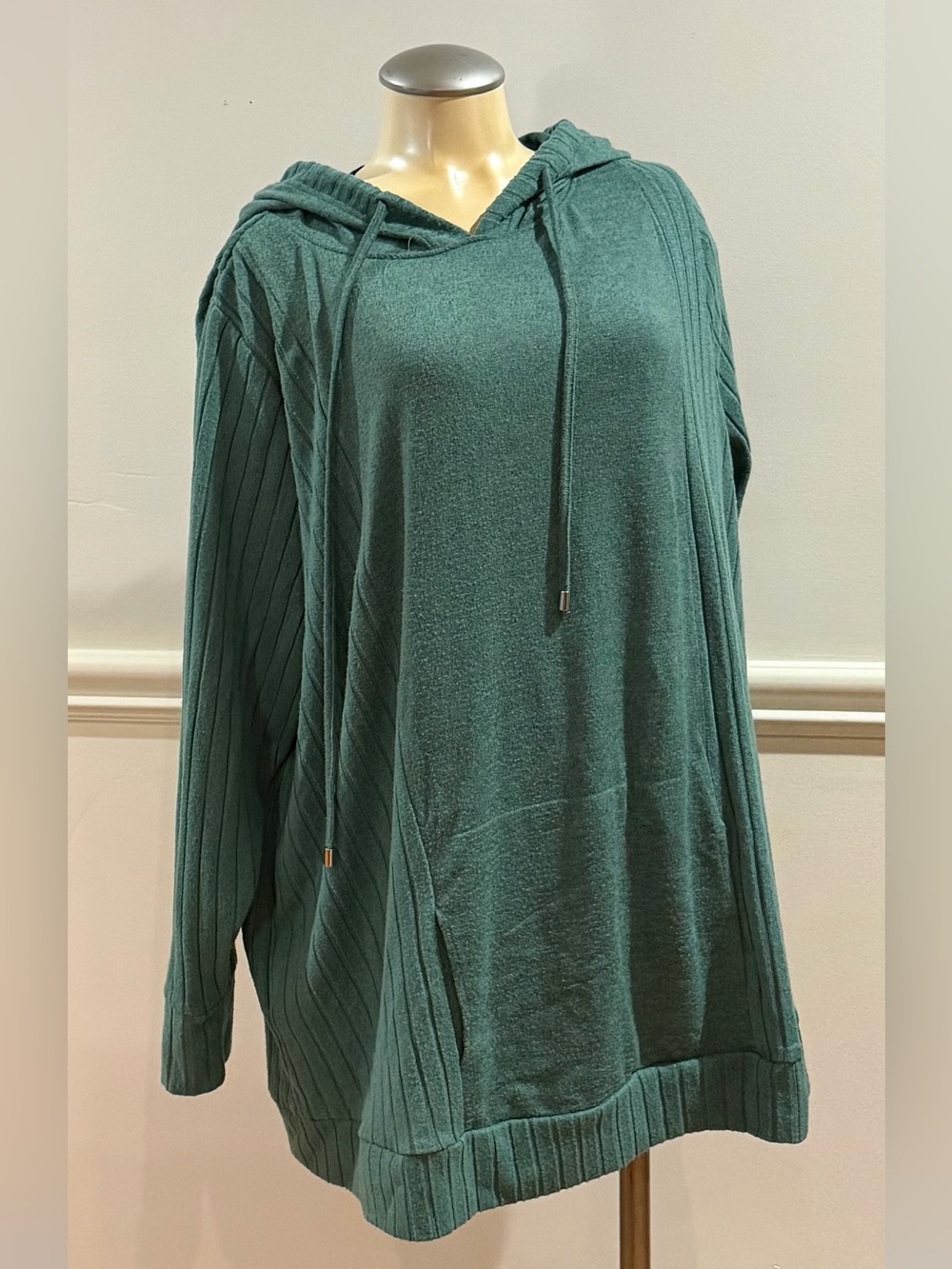 My Style Cozy Comfy Casual Hooded Tunic Sweater Green Plus Size 3X Fall Winter